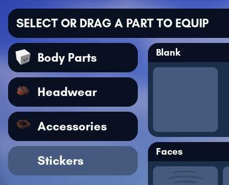 Blank sticker location in avatar editor