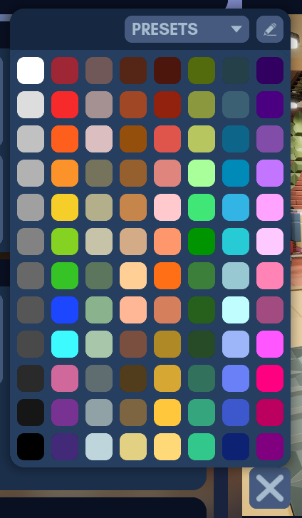 Avatar editor palette