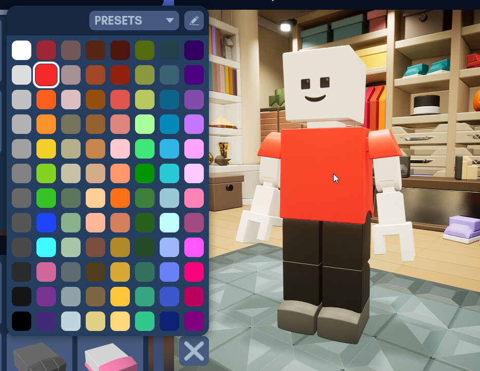 Picking a color in the Avatar editor