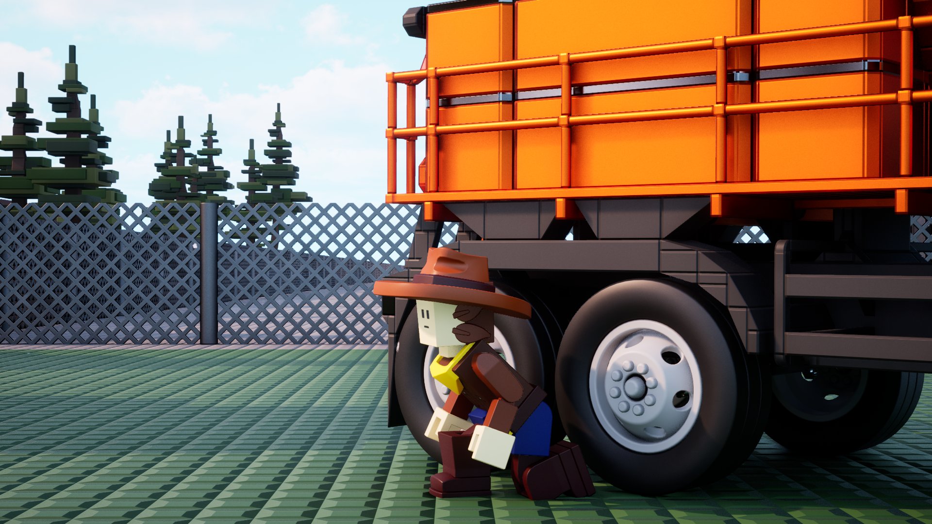 Clover avatar crouching behind a truck