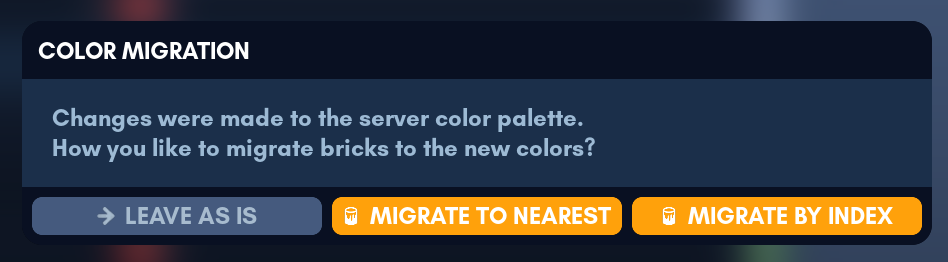 Color migration dialog