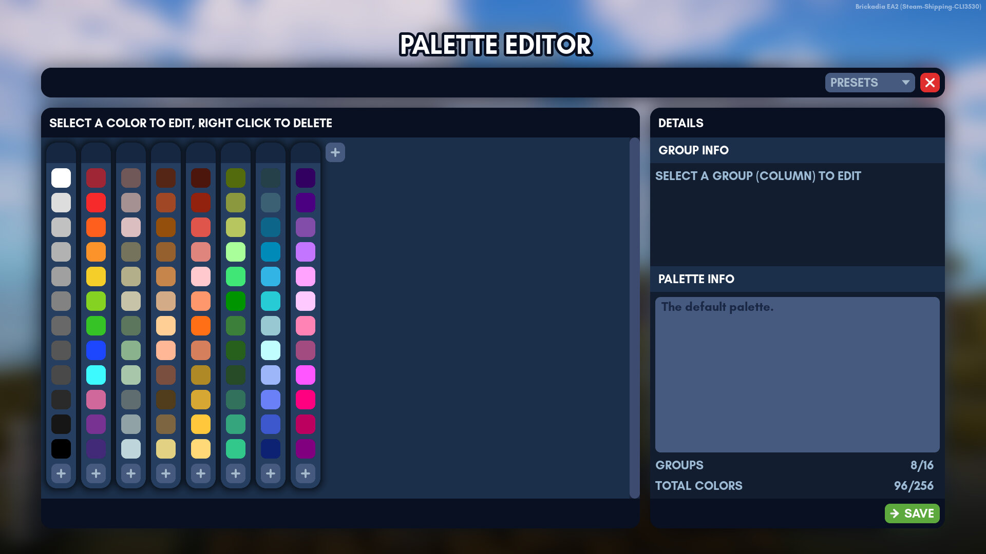 Palette editor